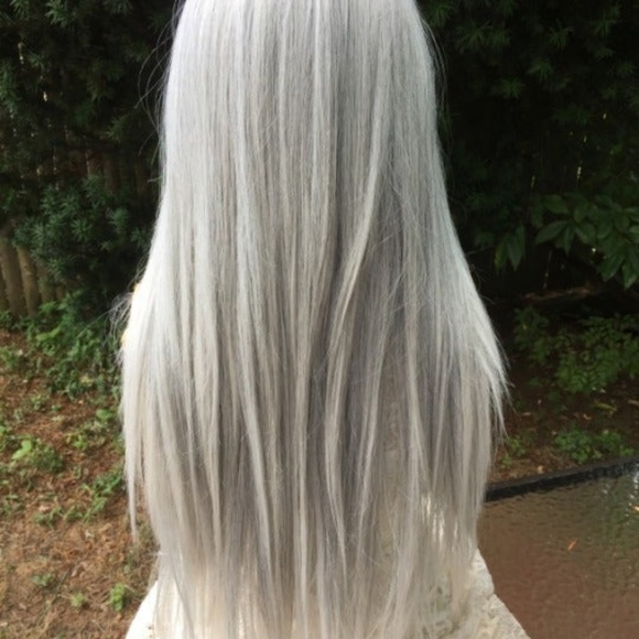 white and gray lace front wig